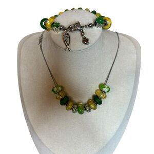 Handmade Jewelry Set Lucky Day Clover Inspired Necklace & Bracelet